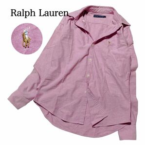 Ralph Lauren ラルフローレン オックスフォード シャツ ポニー刺繍 ピンク M 美品 長袖 ボタンダウン