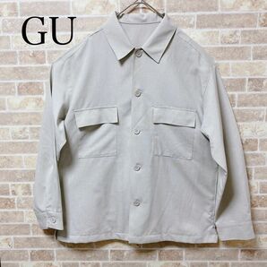 GU ドライオーバーサイズCPOシャツ 長袖 L ライトグレー ポケット シャツ