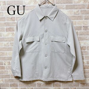 GU ドライオーバーサイズCPOシャツ 長袖 L ライトグレー ポケット シャツ