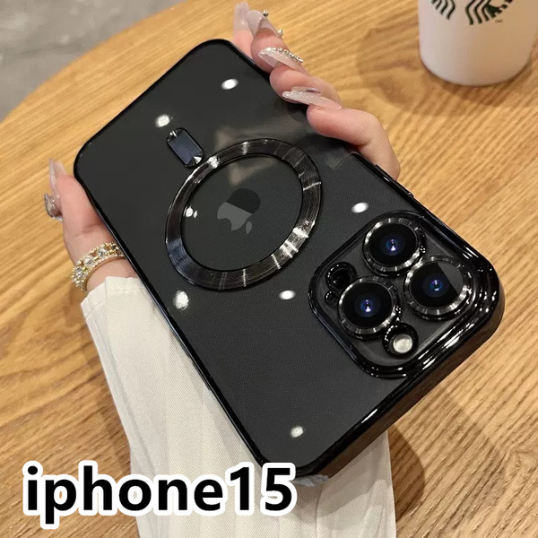 iphone15ケース TPU 軽量　カバー　無線　磁気 ワイヤレス充電 ブラック 