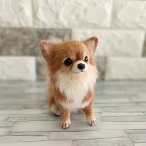 Art hand Auction NE-NE Chihuahua-Hund aus Wollfilz, handgefertigt, Rot, Spielzeug, Spiel, Plüschtier, Wollfilz