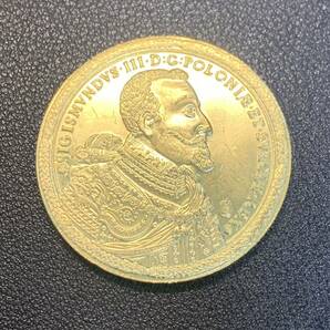金貨 古銭 ポーランド ジグモント3世 ポーランドとスウェーデンの国王 国章 クラウン ダカット 大型 コイン 硬貨の画像2