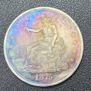 銀貨　古銭　アメリカ　1875年　自由の女神　独立13州　13の星　リバティ　イーグル　1ドル　大型　コイン　硬貨