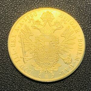 金貨　古銭　オーストリア　1890年　フランツ・ヨーゼフ1世　双頭の鷲　4ダカット　大型　コイン　硬貨