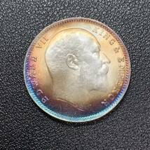 銀貨　古銭　1907年　イギリス領インド　エドワード7世　１ルピー　クラウン　外国　コイン　硬貨　貿易銀_画像1