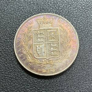 銀貨　古銭　1884年　イギリス　ヴィクトリア女王　エドワードクラウン　連合王国国章　紋章　コイン　硬貨　貿易銀