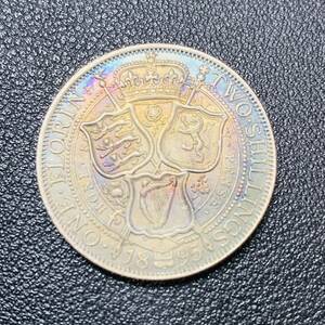 銀貨　古銭　1895年　イギリス　ヴィクトリア女王　エドワードクラウン　連合王国国章　紋章　コイン　硬貨　貿易銀
