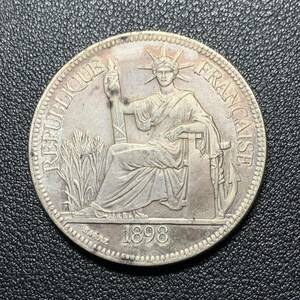 銀貨　古銭　フランス領インドシナドル　1898年　自由の女神デザイン　コイン　硬貨