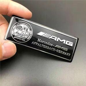 AMG メルセデスベンツ カーステッカー エンブレム シルバー プレート アルミ製 シール 車用品　雑貨　車アクセサリー　ブラック