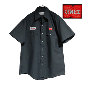 USA製 CiNTAS 半袖ワークシャツ size L チャコールグレー ゆうパケットポスト可 胸 刺繍 CENEX 古着 洗濯 プレス済 f93