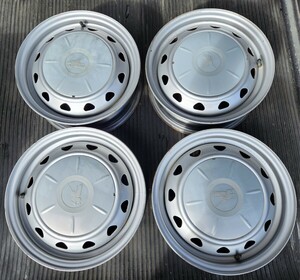 キャップ割れ無し 希少マルチPCD 14 Inch 5J PCD100/114.3 +39 ハブ径Φ67 weds製 スチールWheels 4本set 