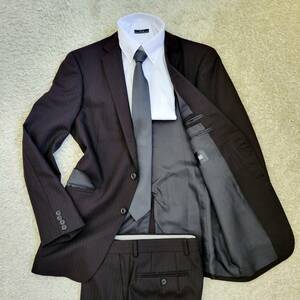  suit select SUIT SELECT suit setup tailored jacket wool the smallest stretch shadow stripe dark brown LL rank 