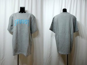 *USED* Stussy * lady's Bick sweatshirt short sleeves sweat material Logo light gray size XL