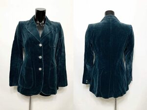 USED 0 Burberry 0 lady's design jacket bell bed material blue green 