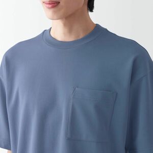 無印良品 MUJI 涼感ＵＶカットワイド半袖Ｔシャツ Ｌ スモーキーブルー