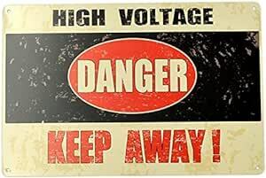 【USA アメリカン デザイン】HIGH VOLTAGE DANGER KEEP AWAY! 危険 高圧電気 サインボード 看