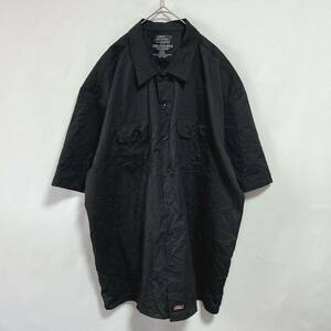 GENUINE Dickies ジェニュインデッキーズ　ワークシャツ 半袖シャツ ロゴ　ブラック　ビッグサイズ2XL オーバーサイズ