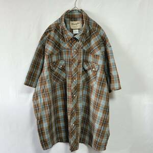 Wrangler ラングラー　ウエスタンシャツ　半袖シャツ チェック柄　ビッグサイズ3XL 大きめ　オーバーサイズ