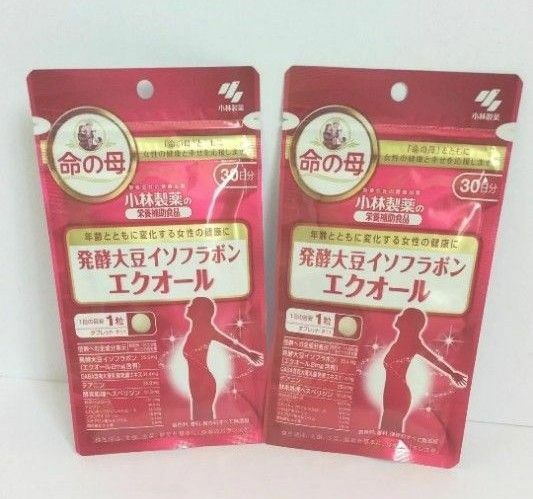 小林製薬の栄養補助食品 発酵大豆イソフラボンエクオール 命の母 約30日分 30粒 × 2袋 イソフラボン