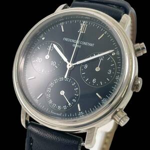 24E041 Frederique Constant FREDERIQUECONSTANT кварц хронограф кожаный ремень чёрный циферблат мужские наручные часы 1 иен ~