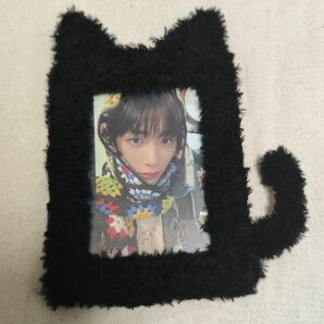 黒猫風　トレカケース　編み上げネット　ハンドメイド　毛糸