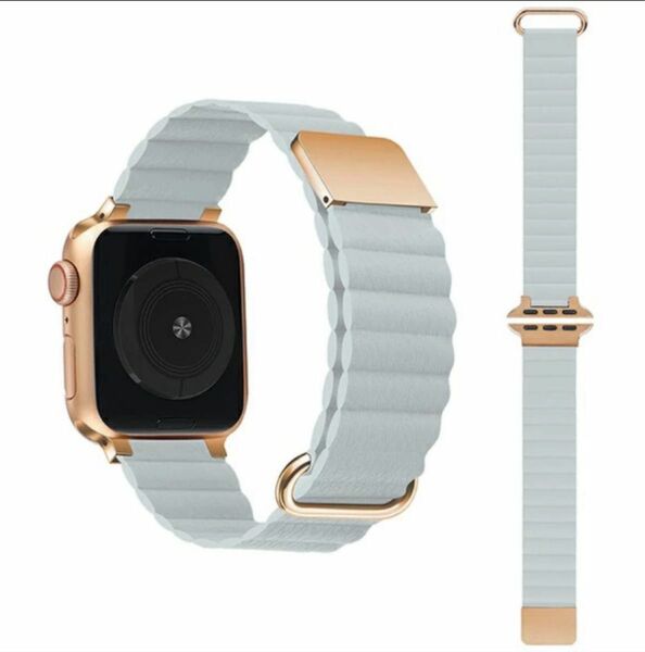 GAACAL｜ガーカル Apple Watch マグネット式PUレザーバンド　ブルーグレー W00186BGB