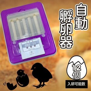 鳥 全自動孵卵器 ふ卵器 孵卵機 鶏卵サイズで12個入卵OK 孵化 オート