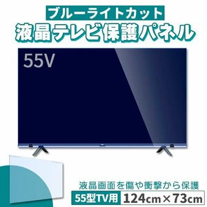 ブルーライトカット テレビ保護パネル 55インチ 55型 固定ベルト付 2mm厚 カット率約71％