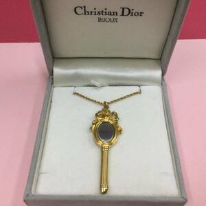Chr.Dior ディオール　手鏡モチーフ　ネックレス　ゴールド