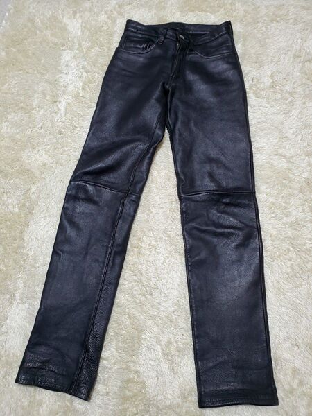【美品 ・希少】ステュディオ・ダルチザン オールレザー パンツ S 黒 牛革 ジーンズ