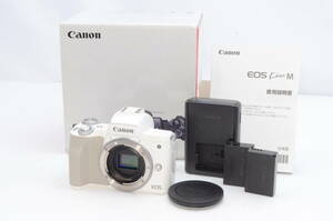 【極美品】 Canon EOS Kiss M ボディ ホワイト キャノン ミラーレス一眼カメラ★元箱付き＃P0612405039Y