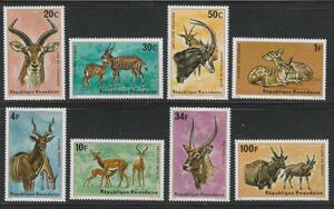 （ルワンダ）1975年動物８種完、スコット評価15.65ドル（海外より発送、説明欄参照）
