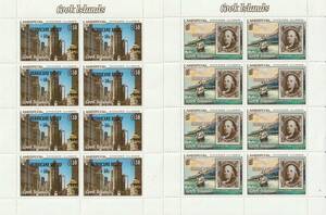 （クック島）1987年アメリカ切手展ハリケーン基金加刷版3種完8枚シート、スコット評価62.8ドル（発送について、説明欄参照）
