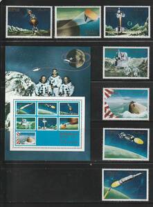 （ソマリア）1970年アメリカの宇宙開発7種完+MS、スコット評価38.5ドル（海外より発送、説明欄参照）