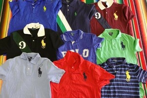 CAN-5 Kids size Ralph Lauren Ralph Lauren polo-shirt with short sleeves one Point big po knee Y1~US old clothes . set trader set sale 