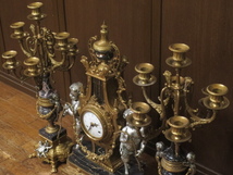 最高級 イタリア Imperial インペリアル社 大理石 エンジェル 天使 真鍮 オルモル装飾 手巻き テンプ式 マントルクロック 置時計 燭台 一対_画像6