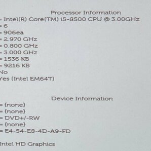 【ハード王】1円～/デスク/Dell Optiplex 3060/Corei5-8500/8GB/HDD無/11529-J21の画像2