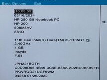 【ハード王】1円～/ノート/HP 250G8 NotebookPC/Corei5-1135G7/4GB/ストレージ無/11040-G31_画像3