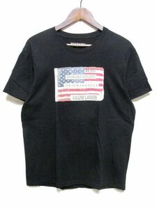 ★美品★RALPH LAUREN DENIM&SUPPLY 星条旗 半袖 Tシャツ L★ブラック 黒 ラルフローレン デニム&サプライ クルーネック 丸首 100%COTTON