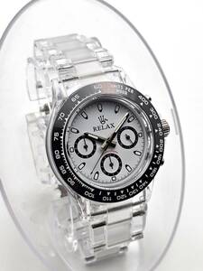 【夏の大感謝祭】RELAX リラックス 王冠ロゴ D7 腕時計 クロノ 爆発的な人気のあるモデルの一つ御時計 白文字盤 所ジョージ