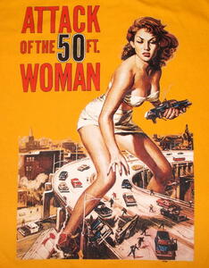 ★妖怪巨大女 Tシャツ M 黄 Attack of the 50 Foot Woman ft 正規品 シネマ クランプス 映画 pulp fiction