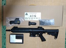 「未使用」ダブルベル製　HK416フルメタル電動ガン　内部調整，モーター交換　ジョン・ウィックCA-415風カスタム　Eotech553レプリカ付き_画像1