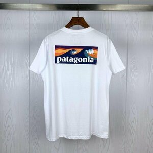 1000円スタート パタゴニア patagonia Tシャツ 半袖 丸首 背中イラスト 文字ロゴ コットン 男女兼用 XS-3XL サイズ選択可能 ホワイト TT177