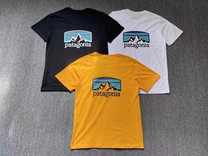 1000円スタート　パタゴニア patagonia Tシャツ　半袖　丸首 背中ロゴ コットン シンプル 男女兼用 S-3XL サイズ選択可能 イエロー TT152