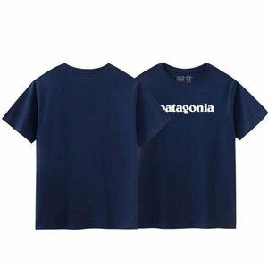 パタゴニア patagonia Tシャツ　半袖　丸首　ロゴ　文字　コットン　男女兼用　XS-3XL　サイズ選択可能　紺 TT284