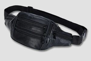  original leather black belt bag body bag 