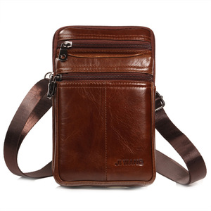  original leather Brown simple Mini shoulder bag belt pouch smartphone pouch control number 0012