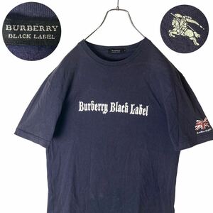 三陽商会 日本製 BURBERRY BLACK LABEL バーバリーブラックレーベル でかロゴ ホースロゴ ユニオンジャック Tシャツ