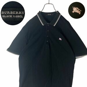  rare three . association BURBERRY BLACK LABEL Burberry Black Label embroidery hose Logo black polo-shirt 