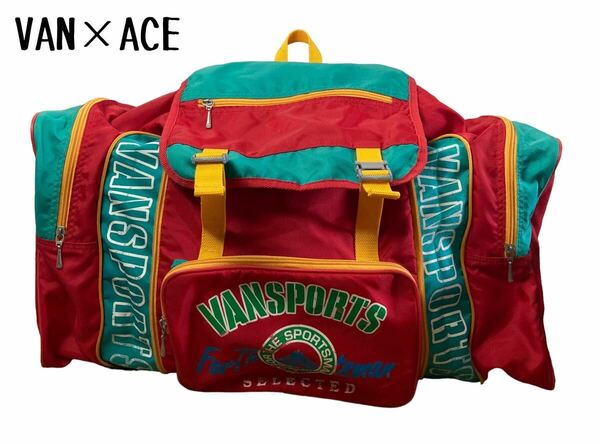 VAN SPORTS×ACE でかロゴ 多ポケット 大容量 レトロリュック